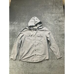 Baleno Shirt Mens Large Gray Hooded Contrast Stitching Button Front‎ Outdoor